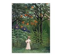 Artery8 Woman Walking in an Exotic Forest Rousseau Wall Art Print Poster in Green | Size: W12" x H16" Artery8 Green W12" x H16"