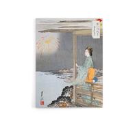 Artery8 Woman Watching Fireworks Canvas Wall Art Print Ogata Gekko in Orange | Size: W12" x H16" Artery8 Orange W12" x H16"