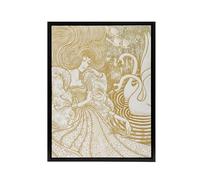 Artery8 Woman With Butterfly Pond Two Swans Framed Canvas Wall Art Print Vintage : by Toorop 24x32 Dreamlike scene blending nature and fantasy, ideal for art lovers or sophisticated living rooms