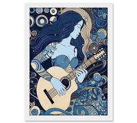 Artery8 Woman with Sleeve Tattoo Playing Guitar Music Artwork Framed A3 Wall Art Print