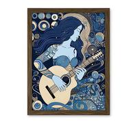 Artery8 Woman with Sleeve Tattoo Playing Guitar Music Artwork Framed Wall Art Print 18X24 Inch