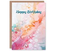 Artery8 Abstract Pattern Folk Art Soft Pastel Watercolour For Her Woman Birthday Card