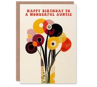 Artery8 Auntie Happy Birthday Card Cheerful Spring Flower Blooms Flowers Bright Fun Abstract For Her Greeting Card