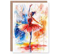 Artery8 Women's Ballet Dancer Ballerina Colourful Watercolour Birthday Card Artery8 Multicolor