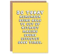 Artery8 Women's Birthday Card 50 Today Remember No Sound Effects Funny Joke Humour Greeting Card in Yellow Artery8 Yellow