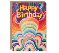 Artery8 Birthday Card Abstract Trippy Psychedelic Rainbow Design For Her Gran Sister Niece Daughter Wife Woman Greeting Card