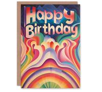 Artery8 Birthday Card Abstract Trippy Rainbow Psychedelic Design For Her Gran Sister Niece Daughter Wife Woman Greeting Card