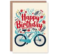 Artery8 Women's Birthday Card Bicycle Bike Flowers Floral Cycling For Her Gran Sister Niece Daughter Wife Greeting Card in Blue Artery8 Blue