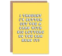 Artery8 Women's Birthday Card Big Letters So You Can Read Funny Joke For Grandma Greeting Card in Yellow Artery8 Yellow