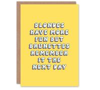 Artery8 Women's Birthday Card Blondes Have More Fun Brunettes Remember It Funny in Yellow Artery8 Yellow