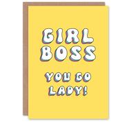 Artery8 Women's Birthday Card Boss You Go Lady For Her Sister Niece Daughter Greeting Card in Yellow Artery8 Yellow