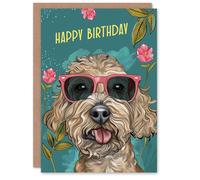 Artery8 Women's Birthday Card Cockapoo Dog Lover Sunglasses Flowers For Her Gran Sister Niece Daughter Wife Greeting Card in Green Artery8 Green