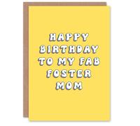 Artery8 Women's Birthday Card Fab Foster Mom For Mum Mam Mother Mummy Greeting Card in Yellow Artery8 Yellow