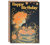 Artery8 Women's Birthday Card Floral Dream with Flower Cake For Her Gran Sister Niece Daughter Wife Greeting Card in Yellow Artery8 Yellow