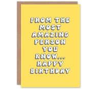Artery8 Birthday Card From The Most Amazing Person Fun Funny Happy Joke Humour For Her Gran Sister Niece Daughter Wife Woman Greeting Card