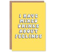 Artery8 Women's Birthday Card Have Mixed Drinks About Feelings Funny Joke Humour Greeting Card in Yellow Artery8 Yellow