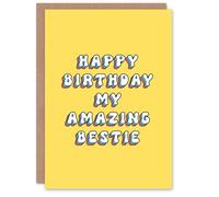 Artery8 Women's Birthday Card My Amazing Bestie Sincere For Her Woman Best Friend Sister Wife Partner Girlfriend Greeting Card in Yellow Artery8 Yellow