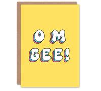 Artery8 Women's Birthday Card O M Gee OMG Fun Funny Happy Joke Humour Greeting Card in Yellow Artery8 Yellow