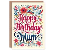 Artery8 Women's Birthday Card Spring Flower Frame Design For Mum Mam Mother Mummy Greeting Card Artery8 Multicolor