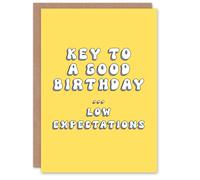 Artery8 Birthday Card The Key Is Low Expectations Fun Funny Happy Joke Humour For Her Gran Sister Niece Daughter Wife Woman Greeting Card