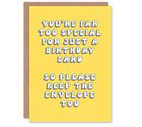 Artery8 Women's Birthday Card Too Special For Just Card Keep Envelope Fun Funny Greeting Card in Yellow Artery8 Yellow