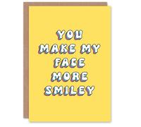 Artery8 Women's Birthday Card You Make My Face More Smiley For Her Woman Greeting Card in Yellow Artery8 Yellow