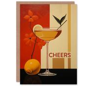 Artery8 Women's Birthday Greeting Card Cheers Floral Lemon Cocktail Party For Her in Red Artery8 Red