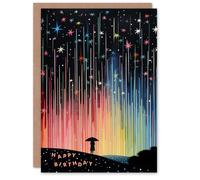 Artery8 Women's Birthday Greeting Card Dreamy Star Rain Rainbow For Her Artery8 Multicolor