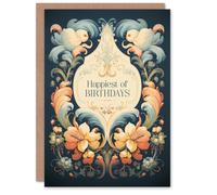 Artery8 Birthday Greeting Card Elegant Floral Filigree Lily Flower For Her