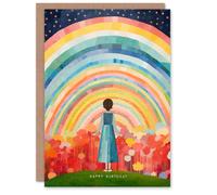 Artery8 Women's Birthday Greeting Card Rainbow Magic Woman Star Flowers For Her Artery8 Multicolor