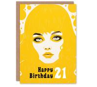 Artery8 Women's Birthday Greeting Card Summer Yellow Cool Age 21 Year Old 21st For Her Artery8 Yellow