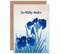 Artery8 Women's Birthday Iris Flowers Floral For Mother Mom Her Greeting Card in Blue Artery8 Blue