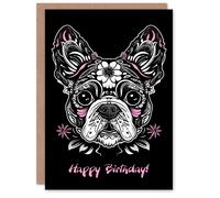 Artery8 Calavera French Bulldog Dog Lover Day Of The Dead For Her Woman Birthday Card