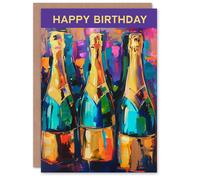 Artery8 Women's Champagne Bottles Celebration Drink Oil Painting Birthday Card Artery8 Multicolor