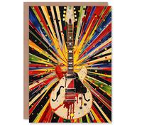 Artery8 Colourful Electric Guitar Funk Conceptual Art For Her Woman Birthday Card