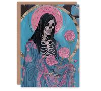 Artery8 Death Floral Tarot Card Design Modern Colourful For Her Woman Birthday Card