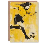 Artery8 Womens Girls Football Fan Soccer Player Striker Greeting Birthday Card Him Her All Blank