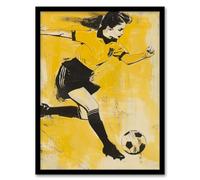 Artery8 Womens Girls Football Fan Soccer Player Striker Living Room Artwork Framed Wall Art Print 18X24 Inch