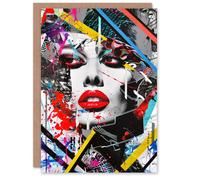 Artery8 Glam Metal Culture Paint Splat Abstract Collage For Her Woman Birthday Card