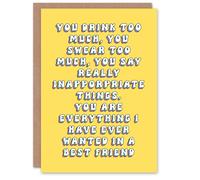 Artery8 Women's Greeting Card Bad Habits Best Friend Funny Bright Fun Birthday in Yellow Artery8 Yellow