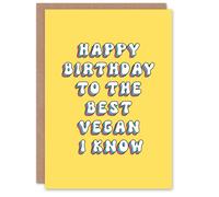 Artery8 Greeting Card Best Vegan I Know Bright Retro Fun For Her Gran Sister Niece Daughter Wife Woman Birthday Card