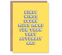 Artery8 Women's Greeting Card Bingo Wings Not As Fun Cheeky Funny Old Age Birthday in Yellow Artery8 Yellow