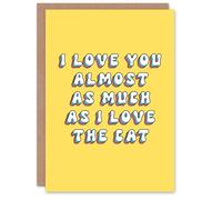 Artery8 Women's Greeting Card Cat Lover Love You Almost As Much Funny Retro Birthday in Yellow Artery8 Yellow