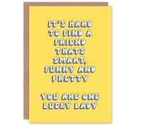 Artery8 Women's Greeting Card Hard to Find Smart Funny Friend You Are Lucky Birthday in Yellow Artery8 Yellow