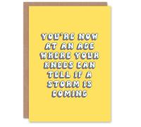 Artery8 Women's Greeting Card Knees Can Tell If Storm Coming Old Age Joke Birthday in Yellow Artery8 Yellow