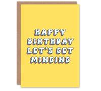 Greeting Card Let's Get Minging Drunk Slang Yellow Retro Birthday Artery8 Yellow One Size