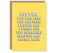 Artery8 Women's Greeting Card Like Brother Swearing Farting Facial Hair Funny Birthday in Yellow Artery8 Yellow