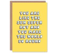 Artery8 Women's Greeting Card Like Sun Super Hot & Make World Go Round Birthday in Yellow Artery8 Yellow