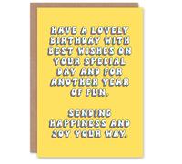 Artery8 Women's Greeting Card Sending Happiness & Joy on Your Special Day Birthday in Yellow Artery8 Yellow