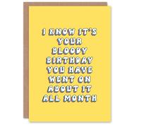 Artery8 Women's Greeting Card Talk About Birthday All Month Funny Bright Birthday in Yellow Artery8 Yellow